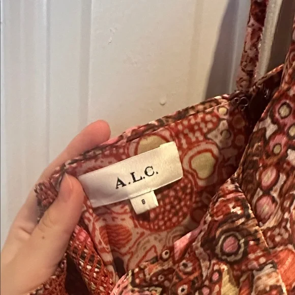 ALC Amina Asymmetrical Printed Georgette Halterneck midi dress - Picture 5 of 6